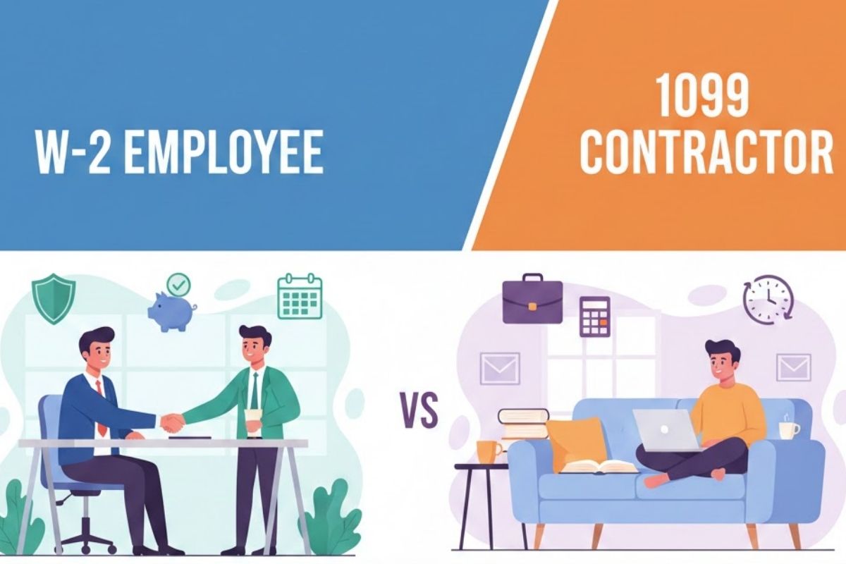 W-2 Employee and a 1099 Contractor