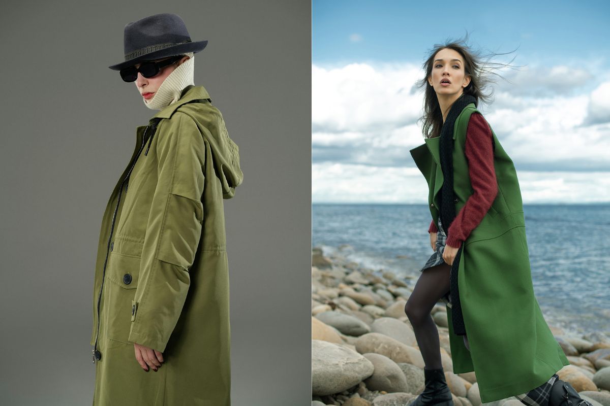 green wool coat